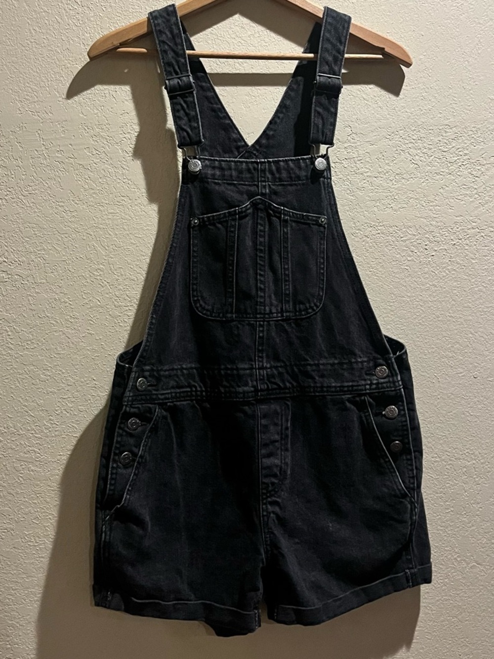 Old Navy Black Denim Short Overalls - 100% Cotton - Womens small